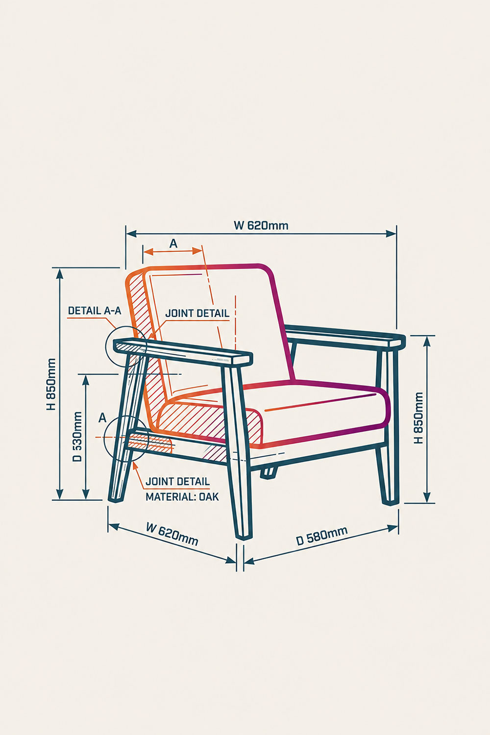 Furniture 2D technical detailing