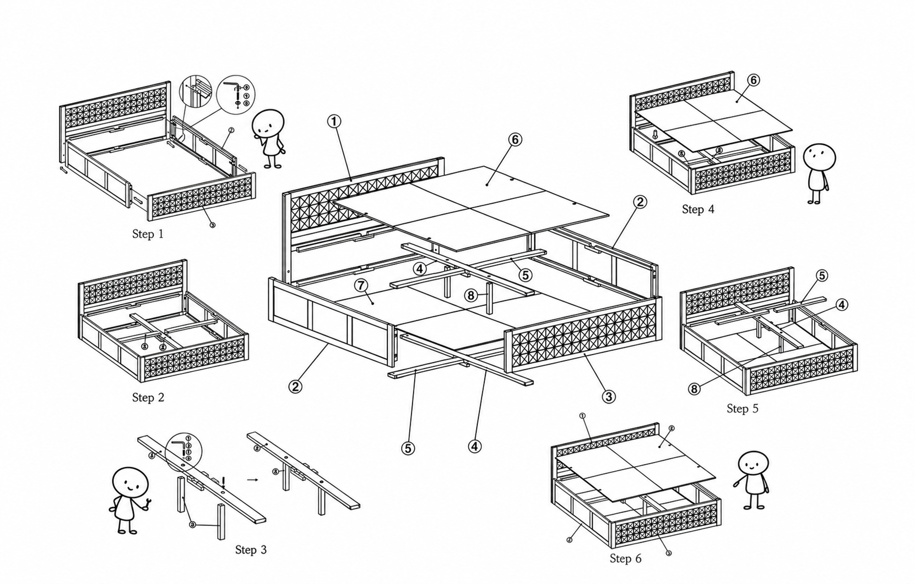 Furniture assembly and exploded drawing